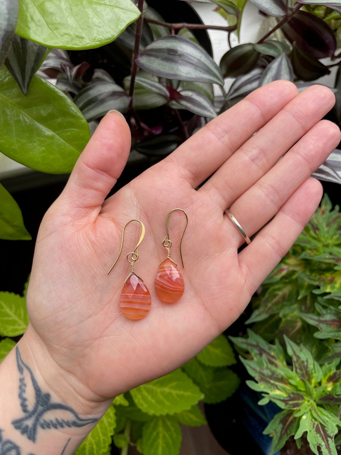 Gold Red Agate Drop