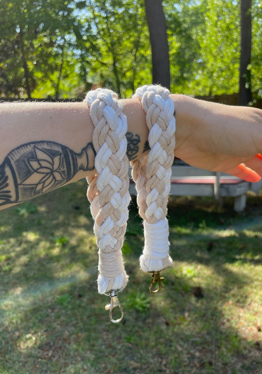 Braided Wristlet/Almond & Ivory