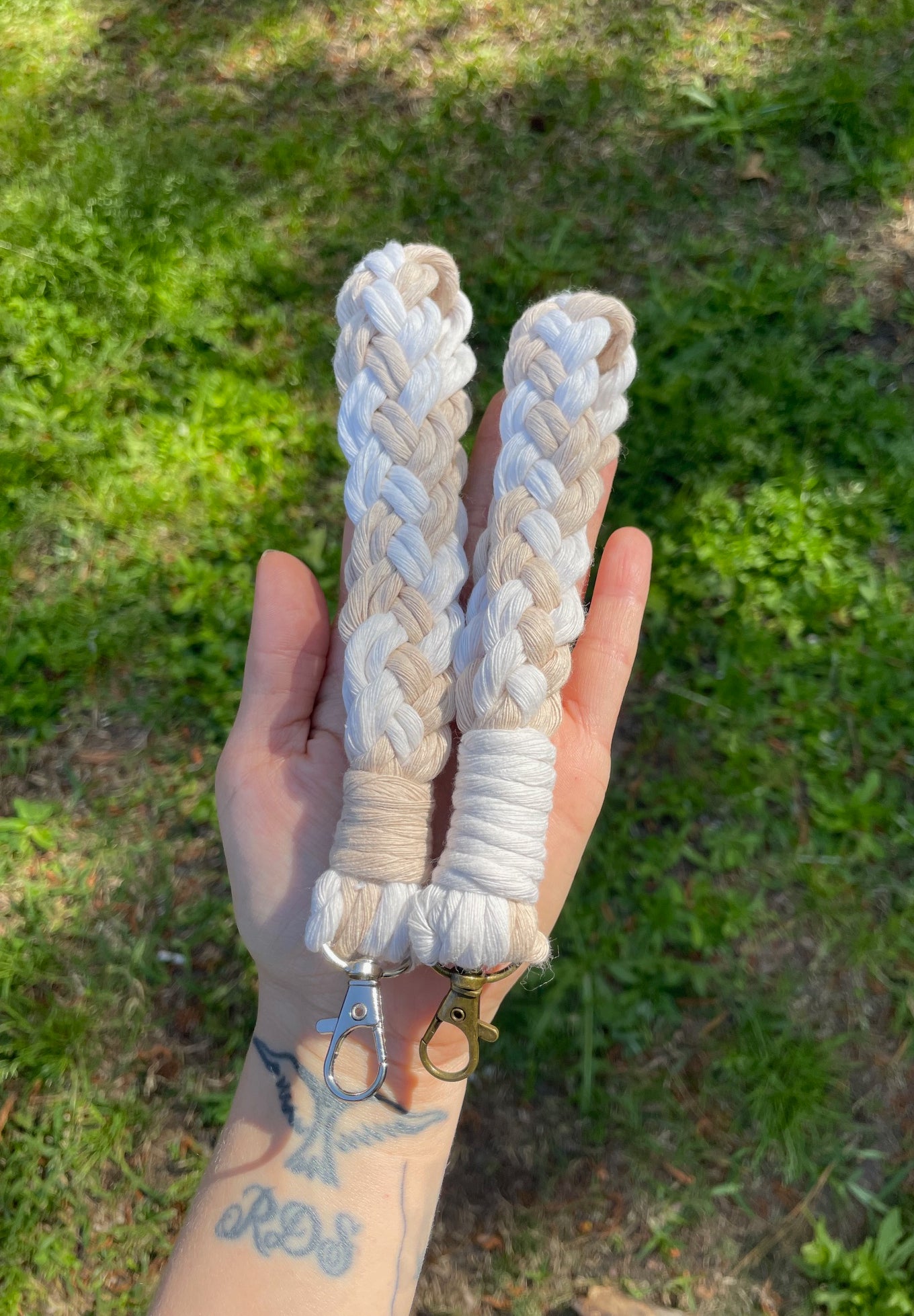 Braided Wristlet/Almond & Ivory