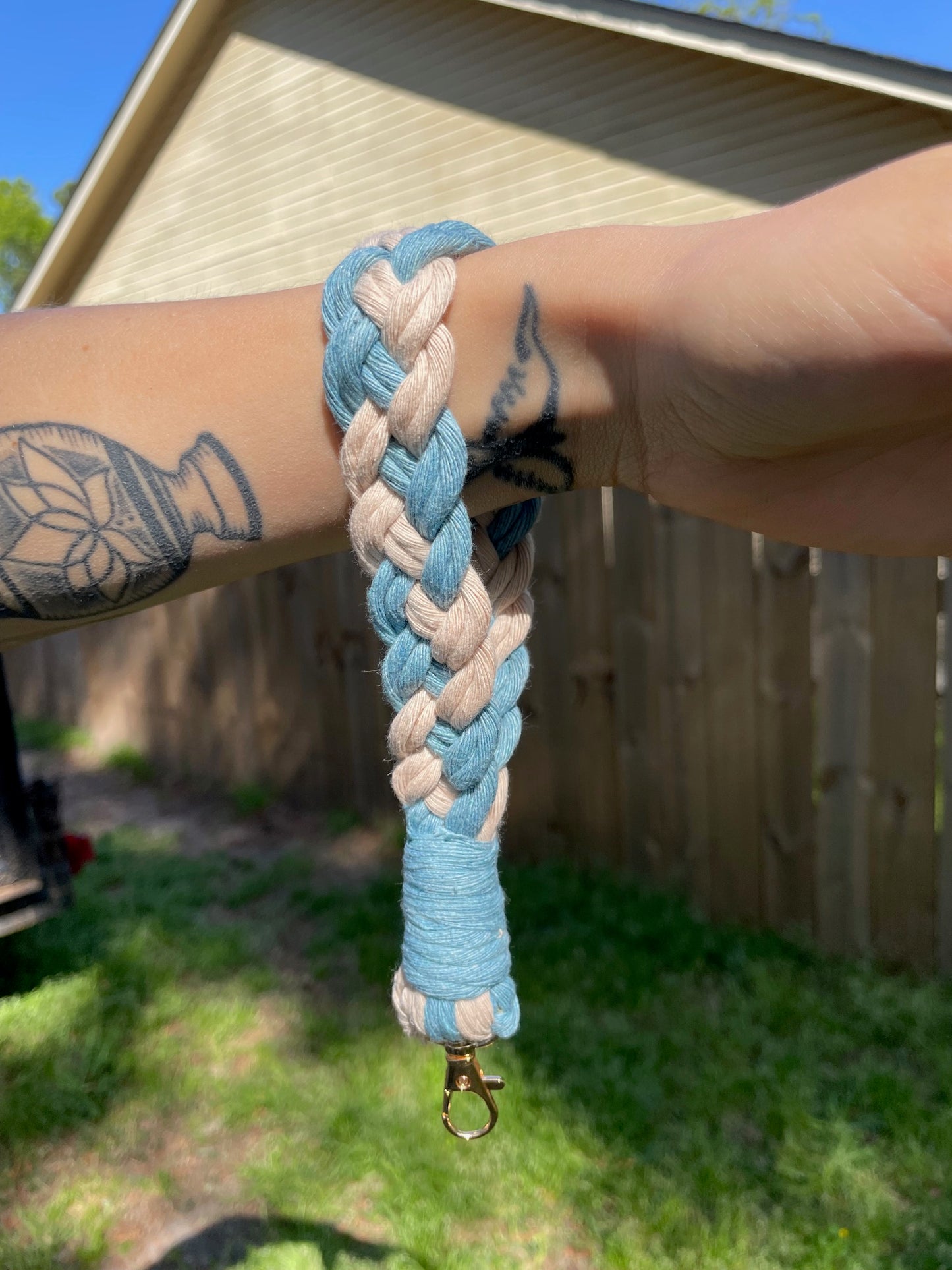 Braided Wristlet/Ocean Blue