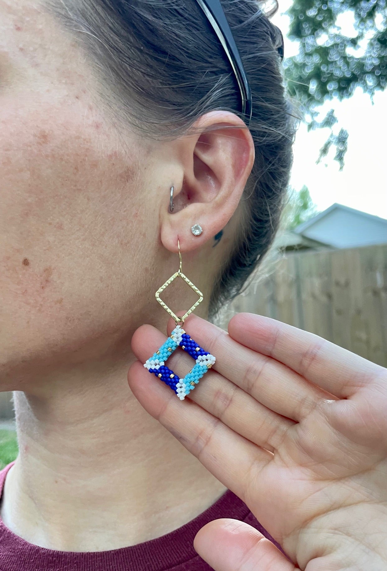 Blue Beaded Dangles